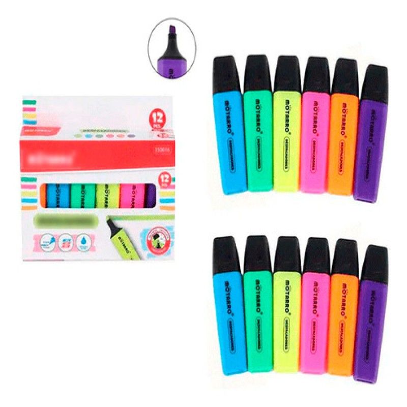 GENERICO - Set De 12 Destacadores 6 Colores En Total