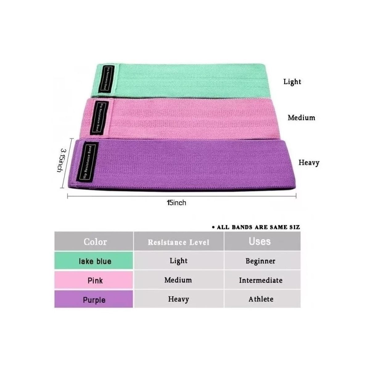 GENERICO - Pack 3 Banda Resistencia Ligas Ejercicio Bandas Elasticas