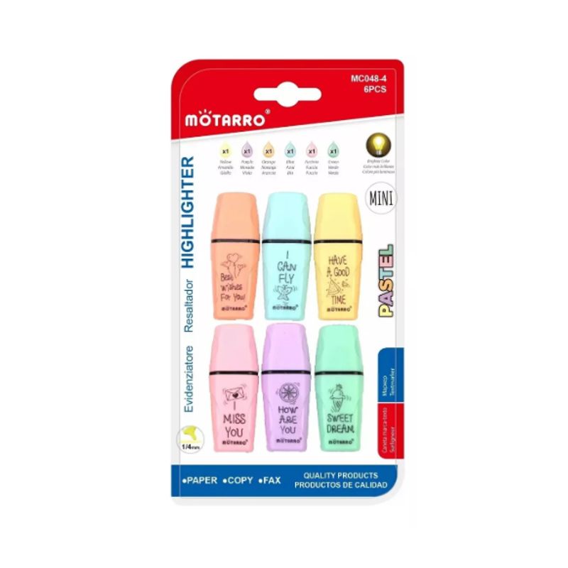 GENERICO - Pack De 6 Mini Destacadores En Colores Pasteles
