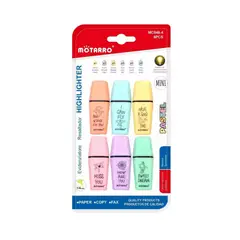 GENERICO - Pack De 6 Mini Destacadores En Colores Pasteles
