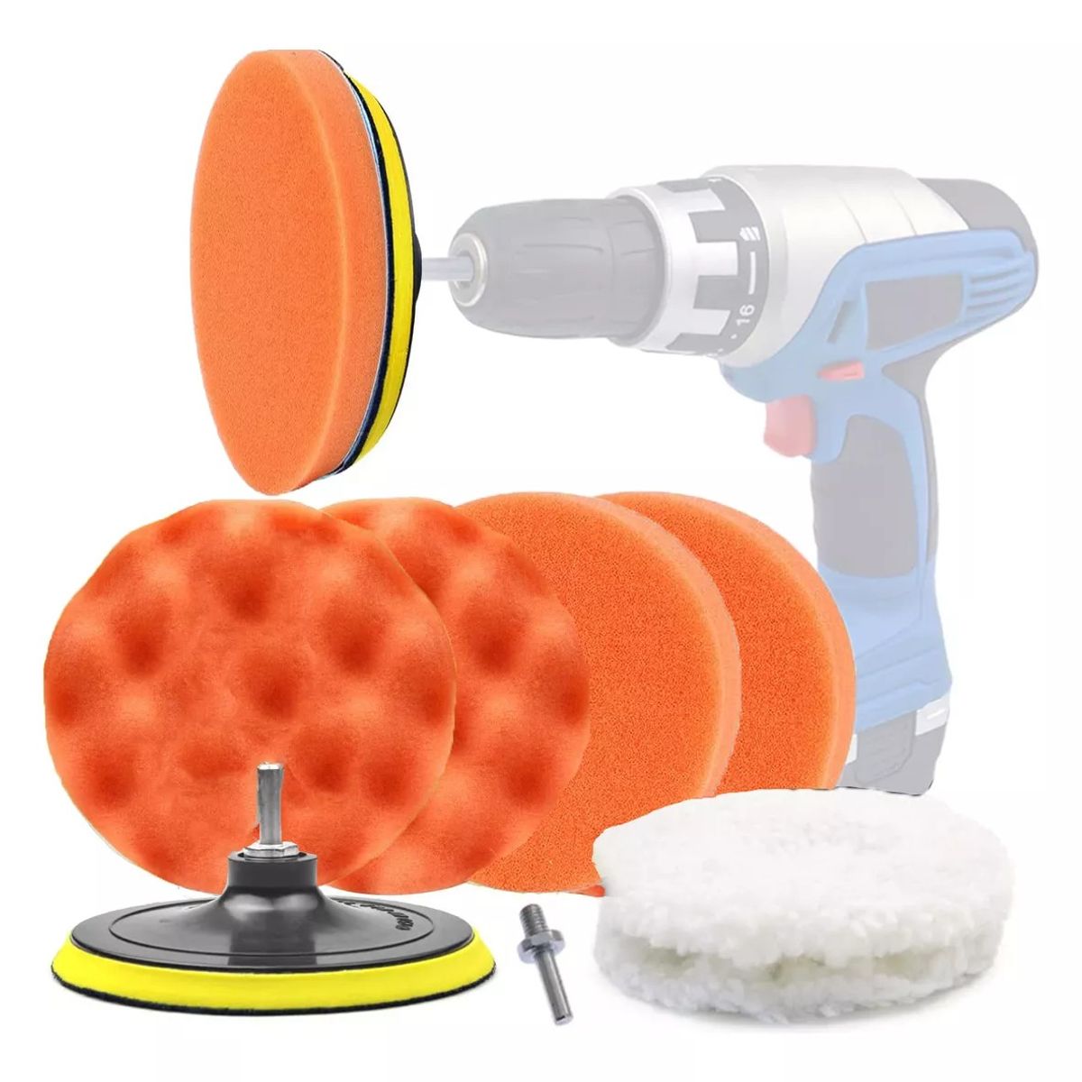 KUANGYE - Kit Accesorios Pulido Autos Pulidora Bonete Set 7 Esponjas
