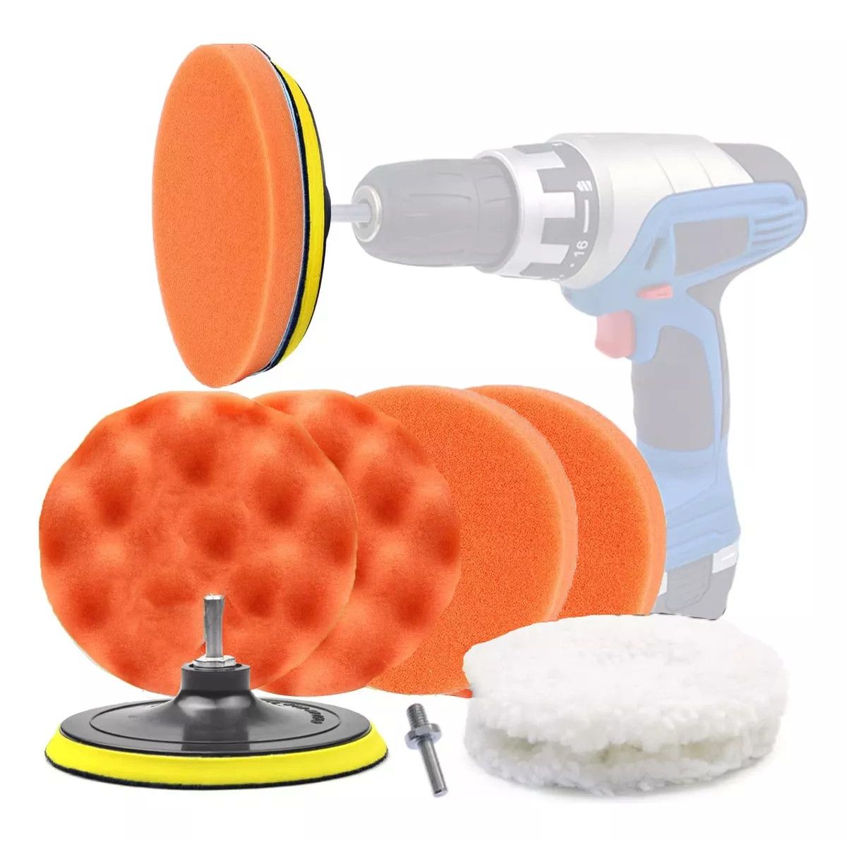 KUANGYE - Kit Accesorios Pulido Autos Pulidora Bonete Set 7 Esponjas