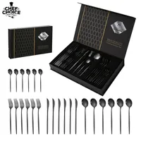 Set Cubiertos 24pcs Acero Inoxidable Juego Cuchilleria Negro