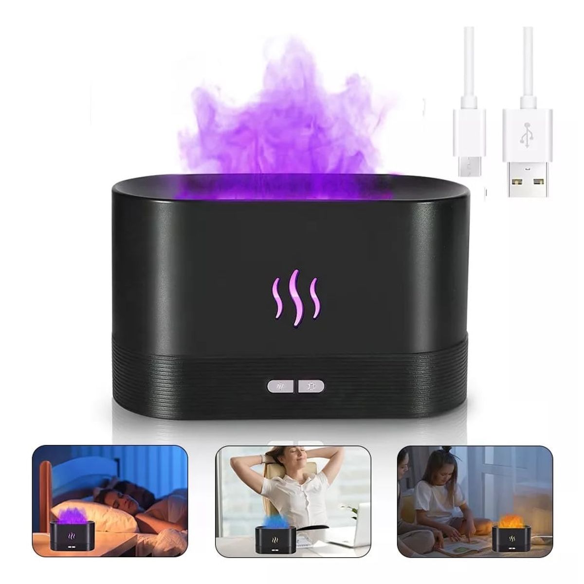 KUANGYE - Humidificador Difusor De Aceite Esencial De Llama Coloreado