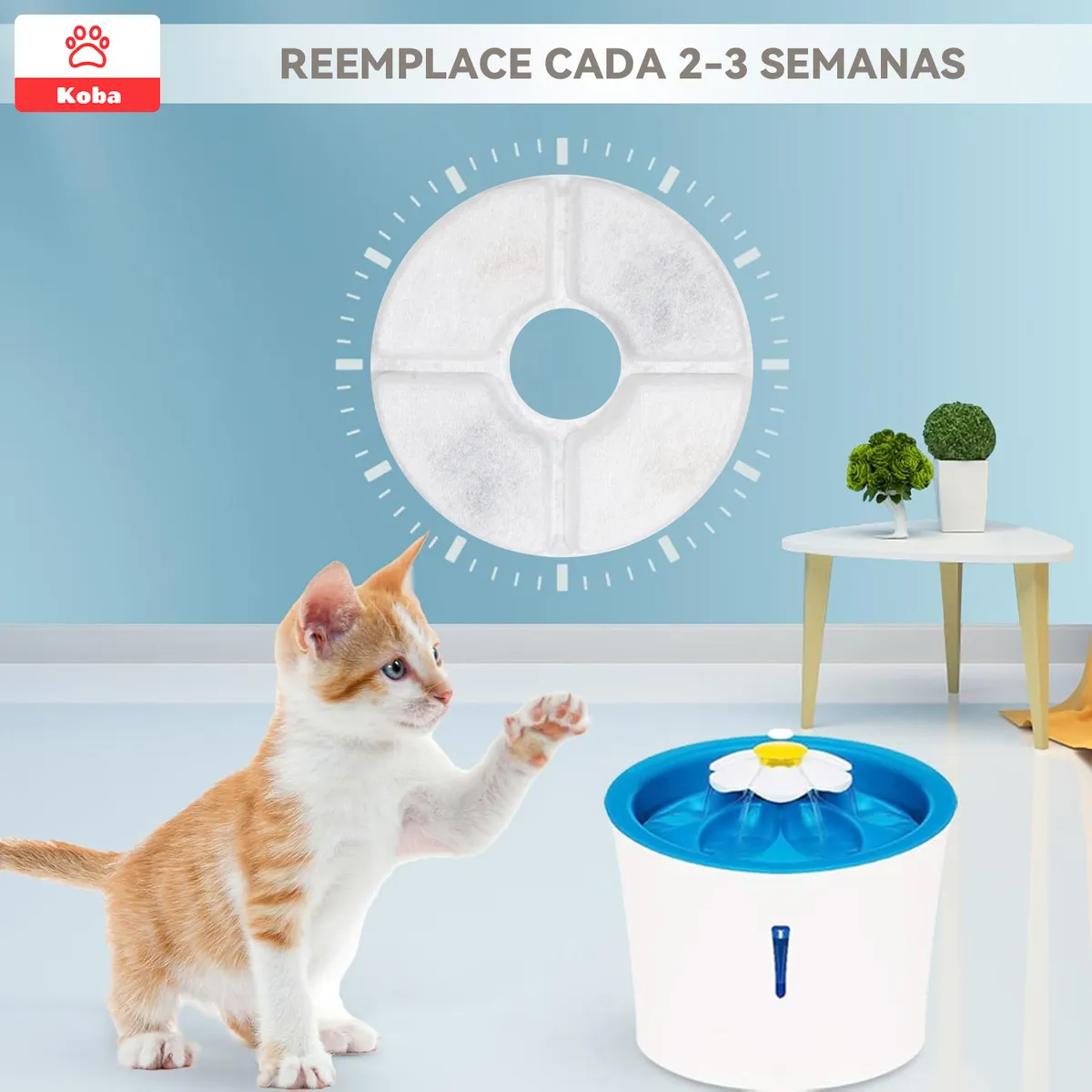 KOBA - X8 Filtros Para Bebedero Mascota Repuesto Fuente Agua Michis