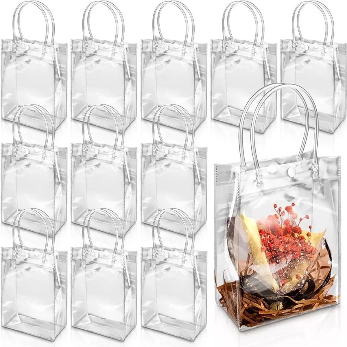 KUANGYE - 20Bolsa Regalo Con Asa Transparentes Boda Bautizo Recuerdos