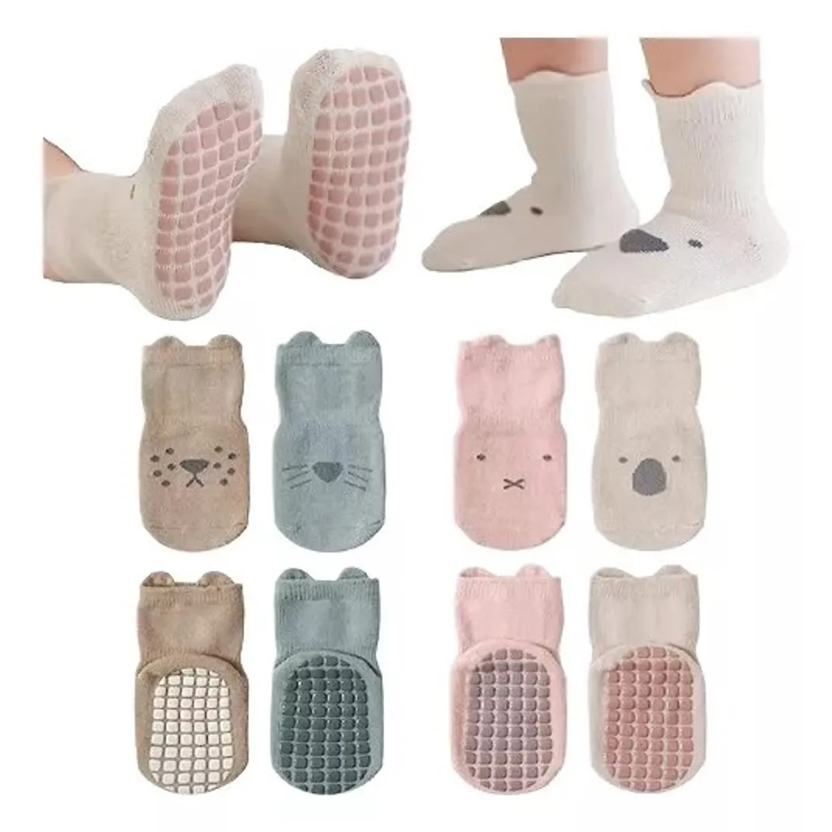 KUANGYE - Calcetines Antideslizantes Para Bebés, 4 Pares (1-5 Años)