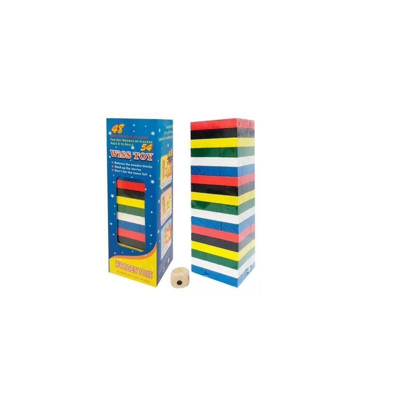 GENERICO - Jenga Juego D Destreza D Madera D 48 Piezas colores