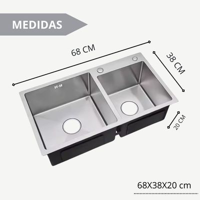 Imagen 2 del producto Lavaplatos 68x38 Cm Delux 2mm + Accesorios +llave Industrial