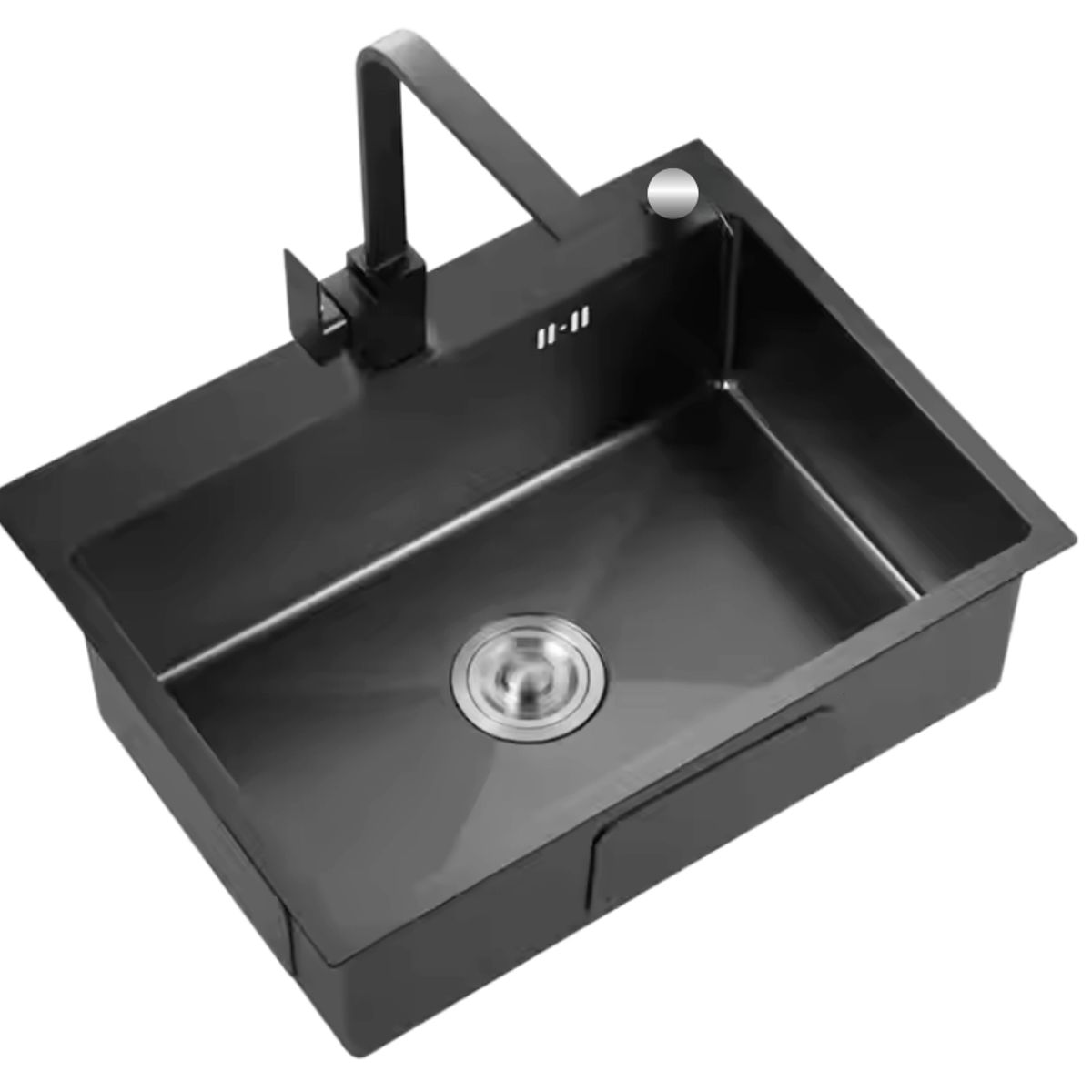 MODERN SPACE - Lavaplatos 55x43 Cm Negro 2mm Con Grifería Notte