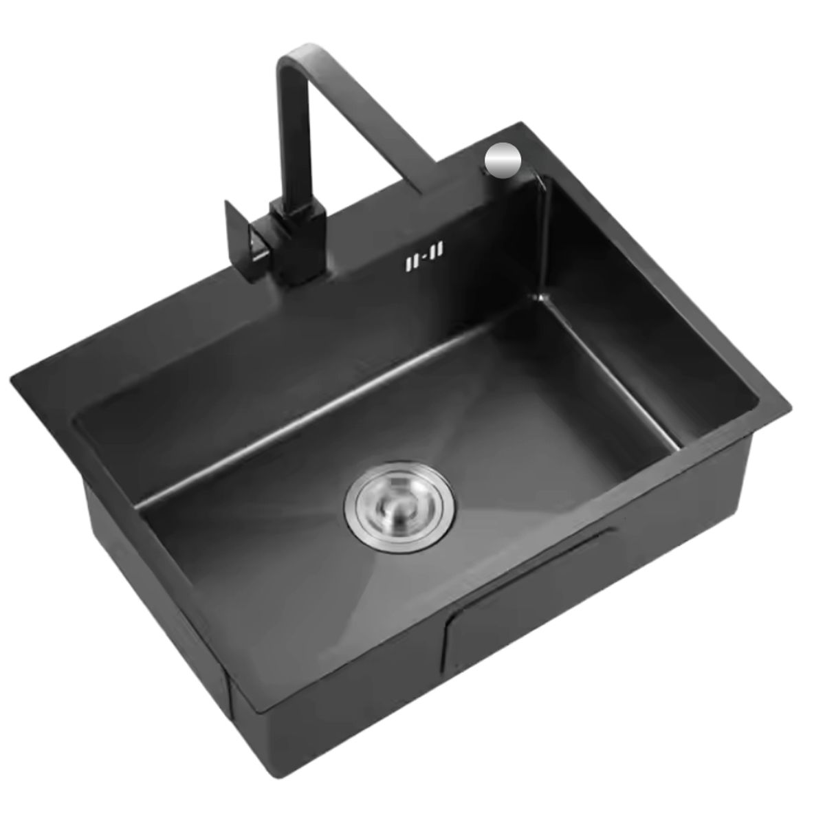 MODERN SPACE - Lavaplatos 55x43 Cm Negro 2mm Con Grifería Notte