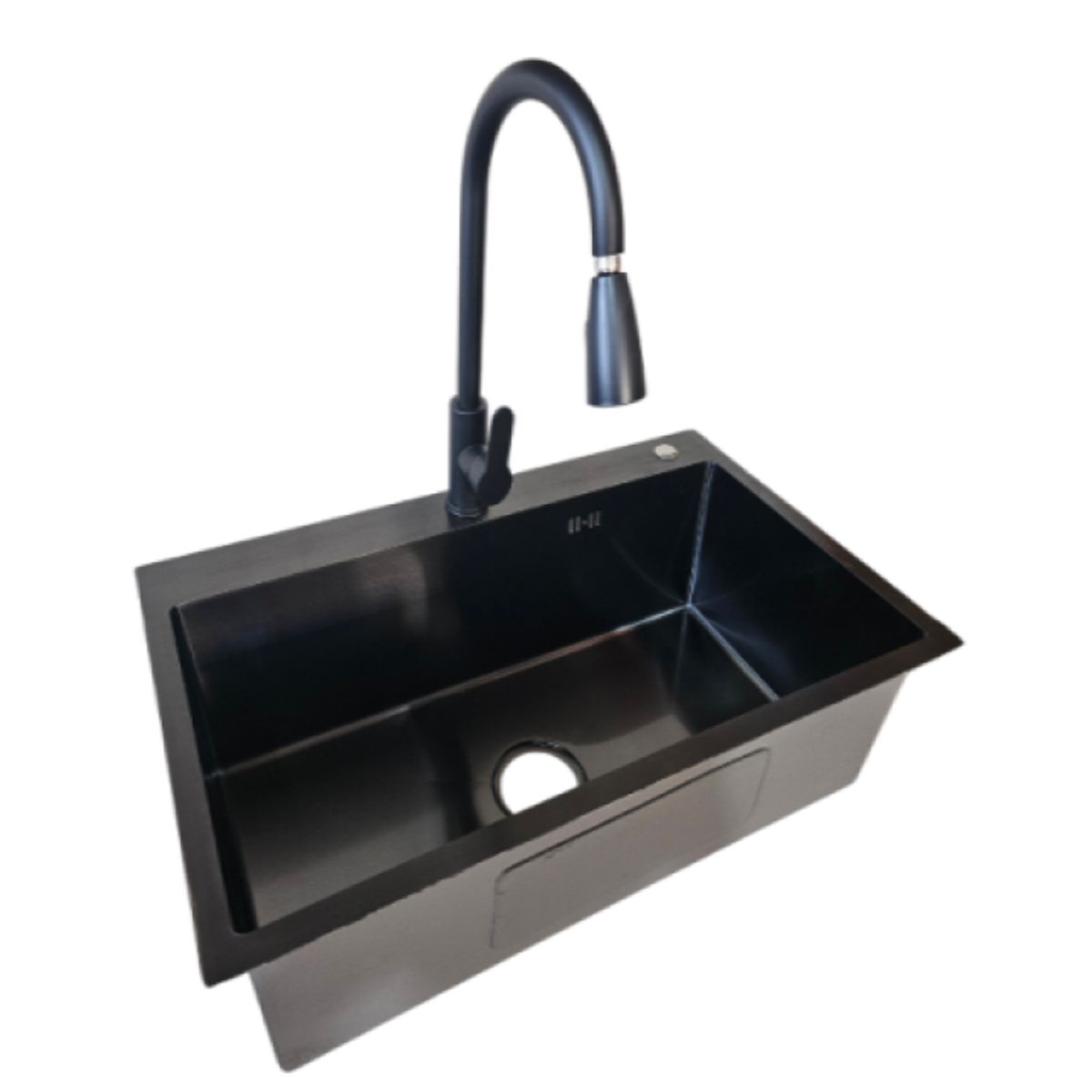 MODERN SPACE - Lavaplatos 55x43 Cm Negro 2 Mm + Grifería Extraíble