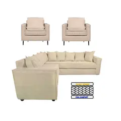 SITIAL HOME - LIVING 311 ROMEO BEIGE SECCIONAL MAS DOS POLTRONAS CON RESORTES POCKET