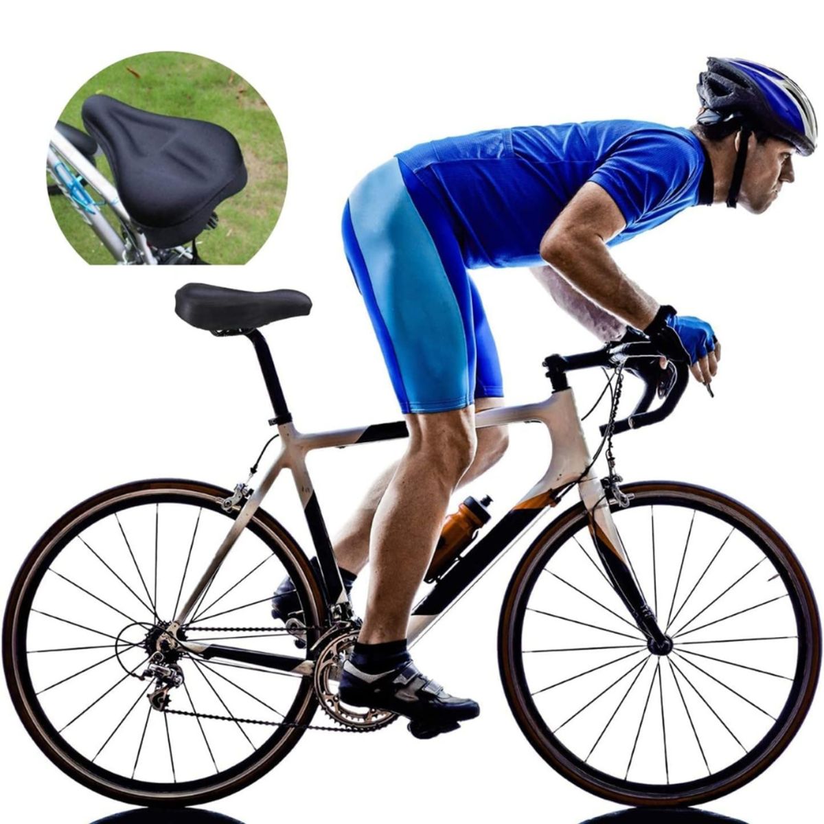 GENERICO - Sillín Protector Gel Cobertor Asiento Acolchado Bicicleta