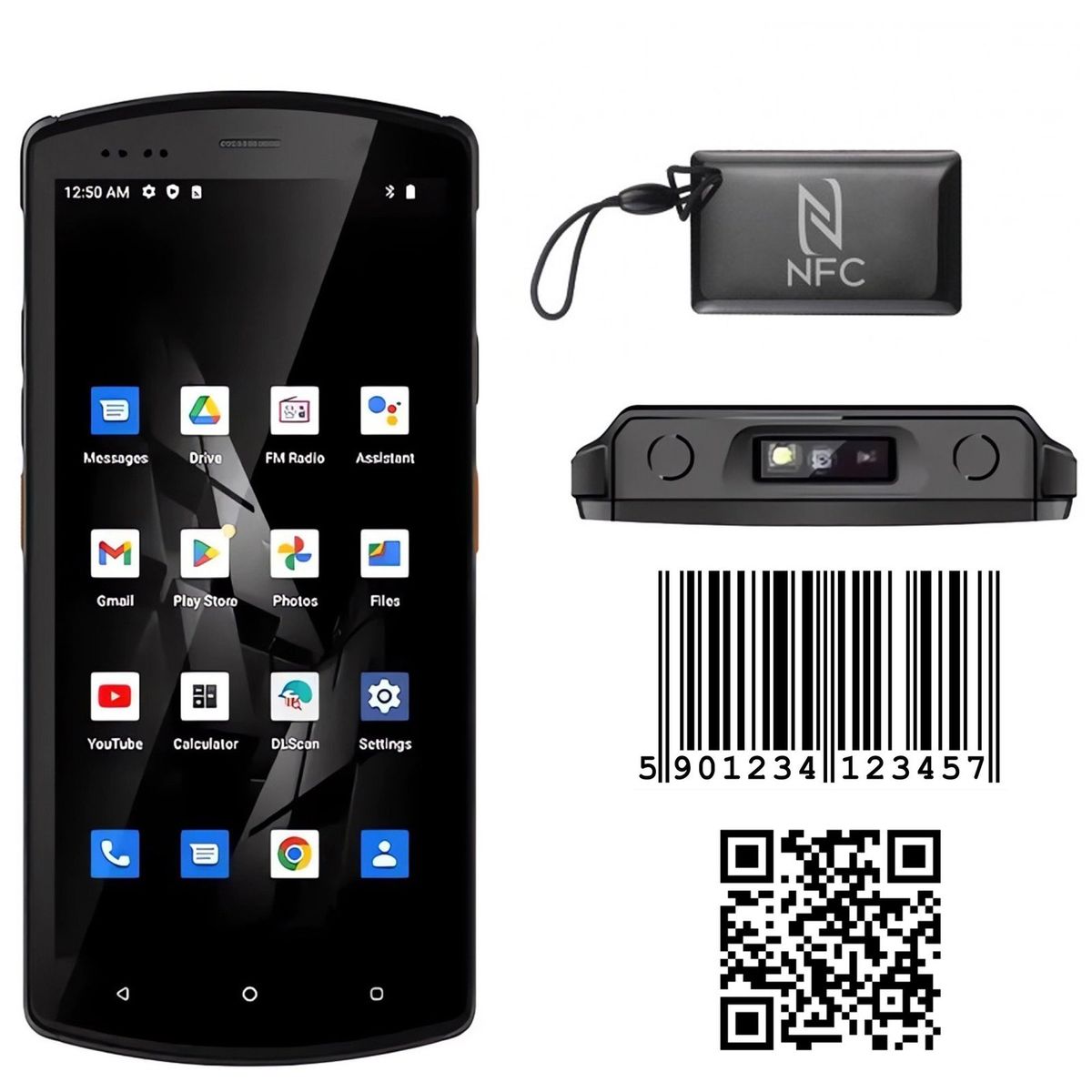 DOOGEE - KT-KP18 PDA Industrial con Lector de Códigos de Barras RFIDNFC 1356MHz Android 12