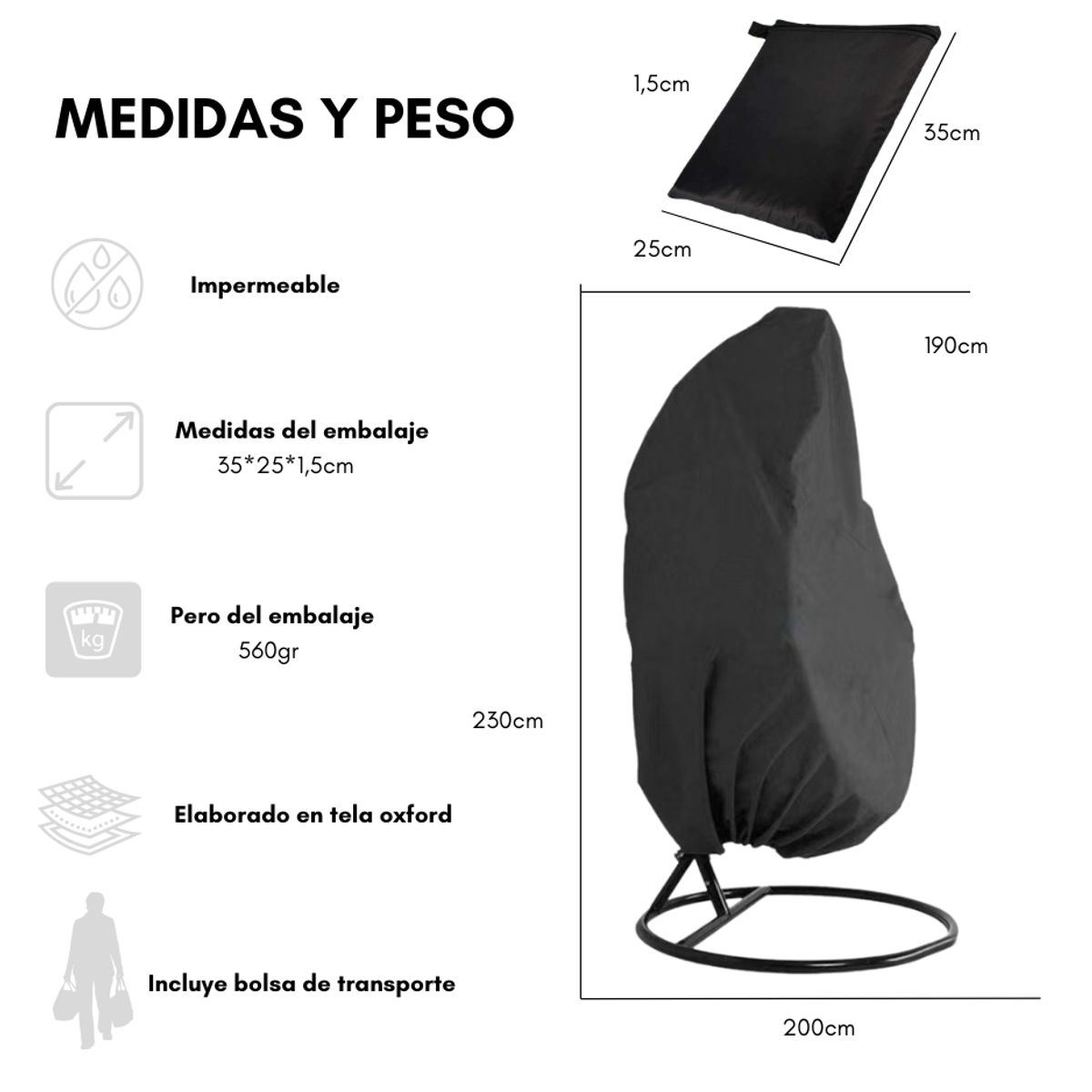 GENERICO - Funda Protectora Impermeable Silla Huevo Mimbre Colgante