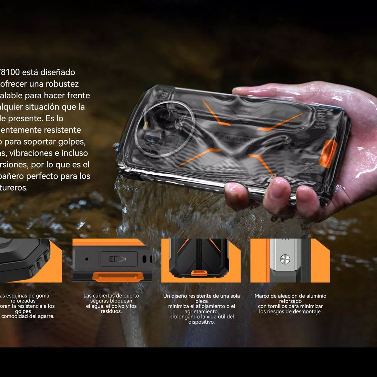 BLACKVIEW - Blackview BV8100 - Smartphone Rugged 50 MP Pantalla 24K Batería 8800 mAh