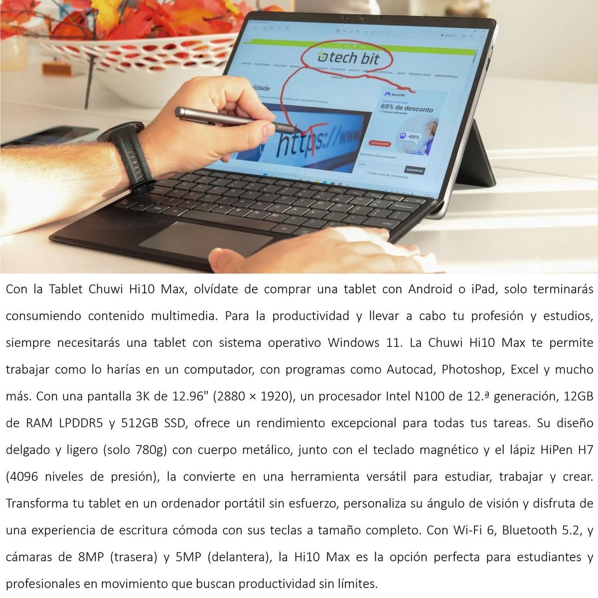 CHUWI - Chuwi Hi10 Max - Tablet Windows 11 con Teclado Lápiz y Gran Rendimiento