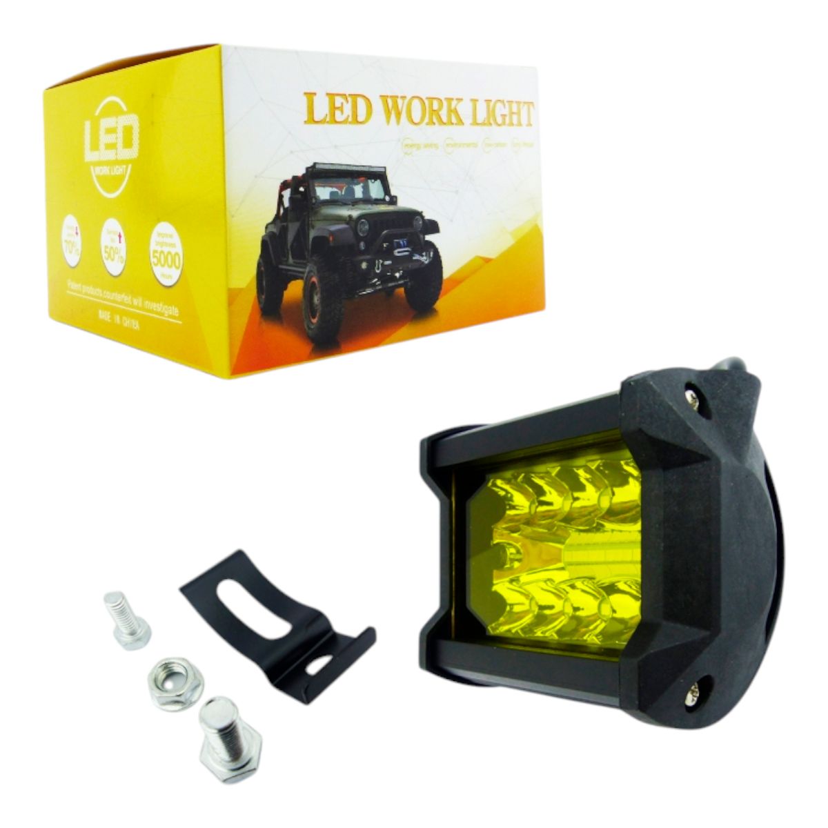 GENERICO - Neblinero 20 LED Ambar Rectangular 12/24 Volt