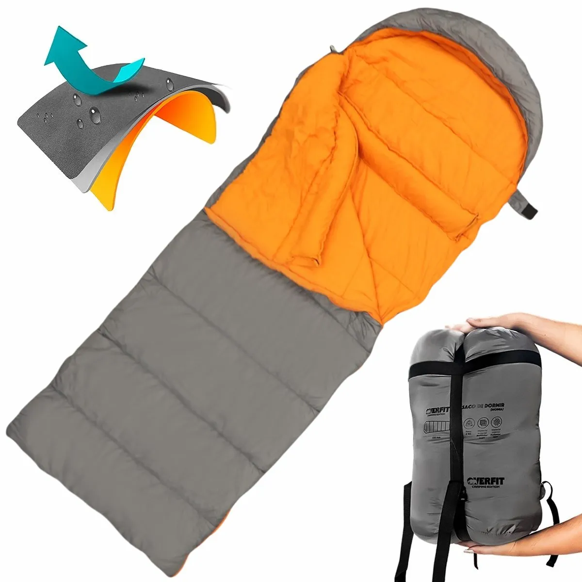 OVERFIT - Saco de Dormir Termico 0 a 15 Grados Recto Overfit Camping