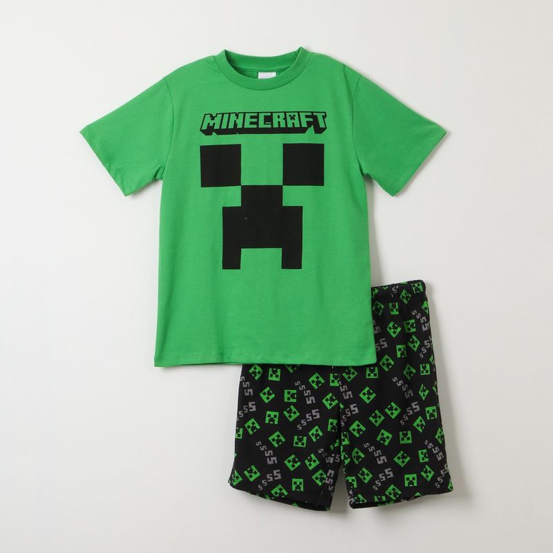 MINECRAFT - Pijama Corto Niño Minecraft Icono Verde Minecraft