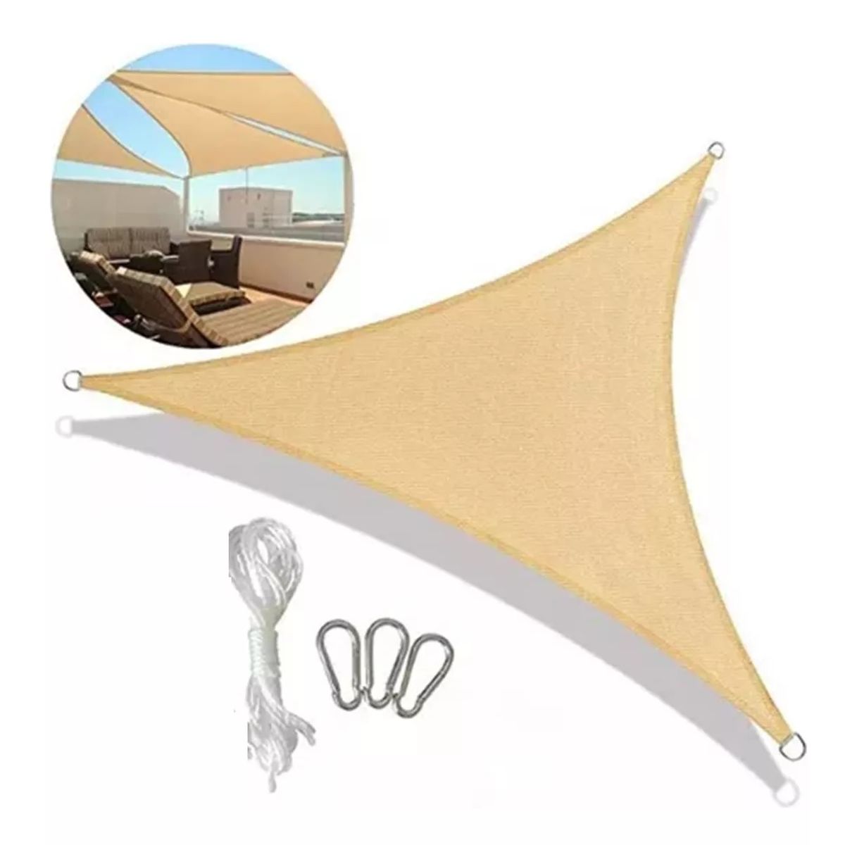 GENERICO - Toldo Vela Triangular 3x3x3 Sombra Cubierta Terraza Jardin