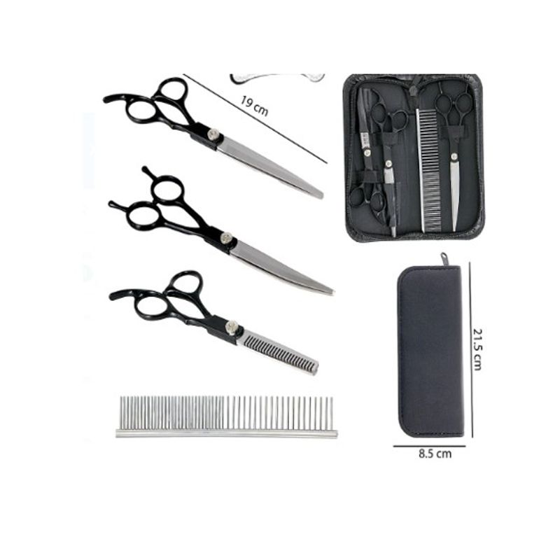 GENERICO - Set De Tijeras Para Mascotas Negro 19cm