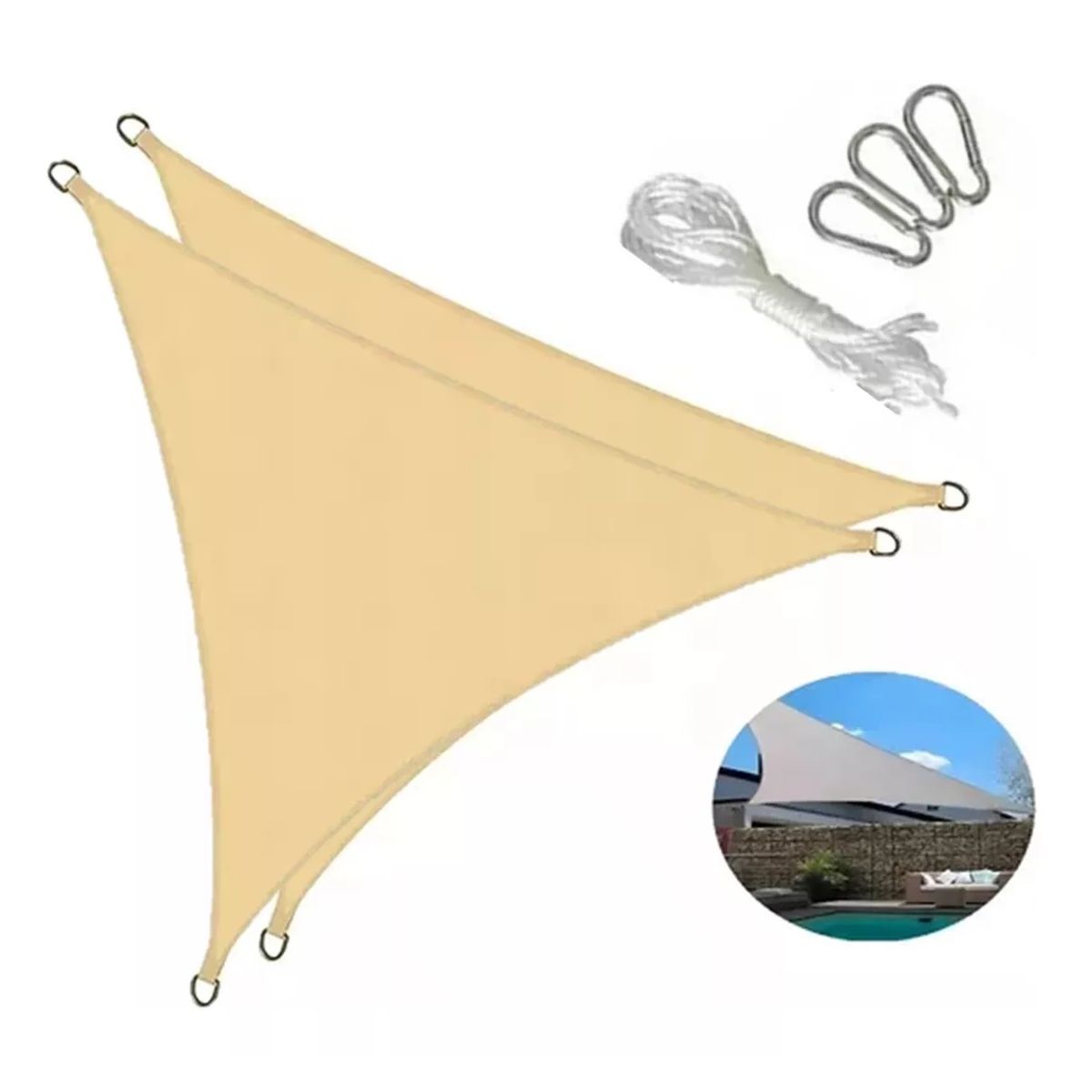 GENERICO - Pack X2 Toldo Vela Triangular 3x3x3 Cubierta Terraza Jardin