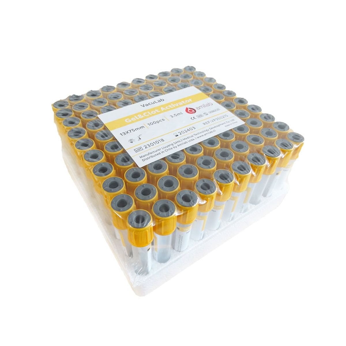 GENERICO - Tubo tapa Amarillo 3,5ml 13x75mm Vaculab 100 unidades