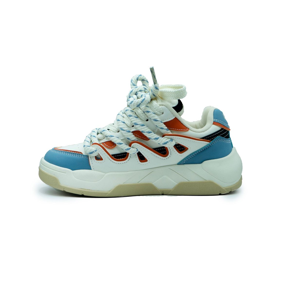 APOSTOL - Zapatilla urbana casual hombre cordones gruesos blanca azul y roja