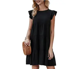 GIOIO - Vestido de Verano Mujer Negro Negro