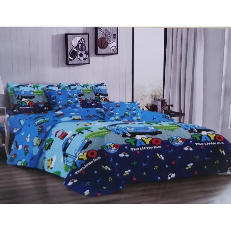 ANGELES DEL HOGAR - Cubre Cama de verano Quilt Plaza y Media  Diseño Tayo Azul