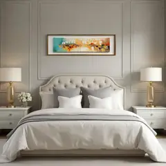 DEKAM DISEÑO - CUADRO DORMITORIO ABSTRACTO ENMARCADO GENOVA 146X50 CMS