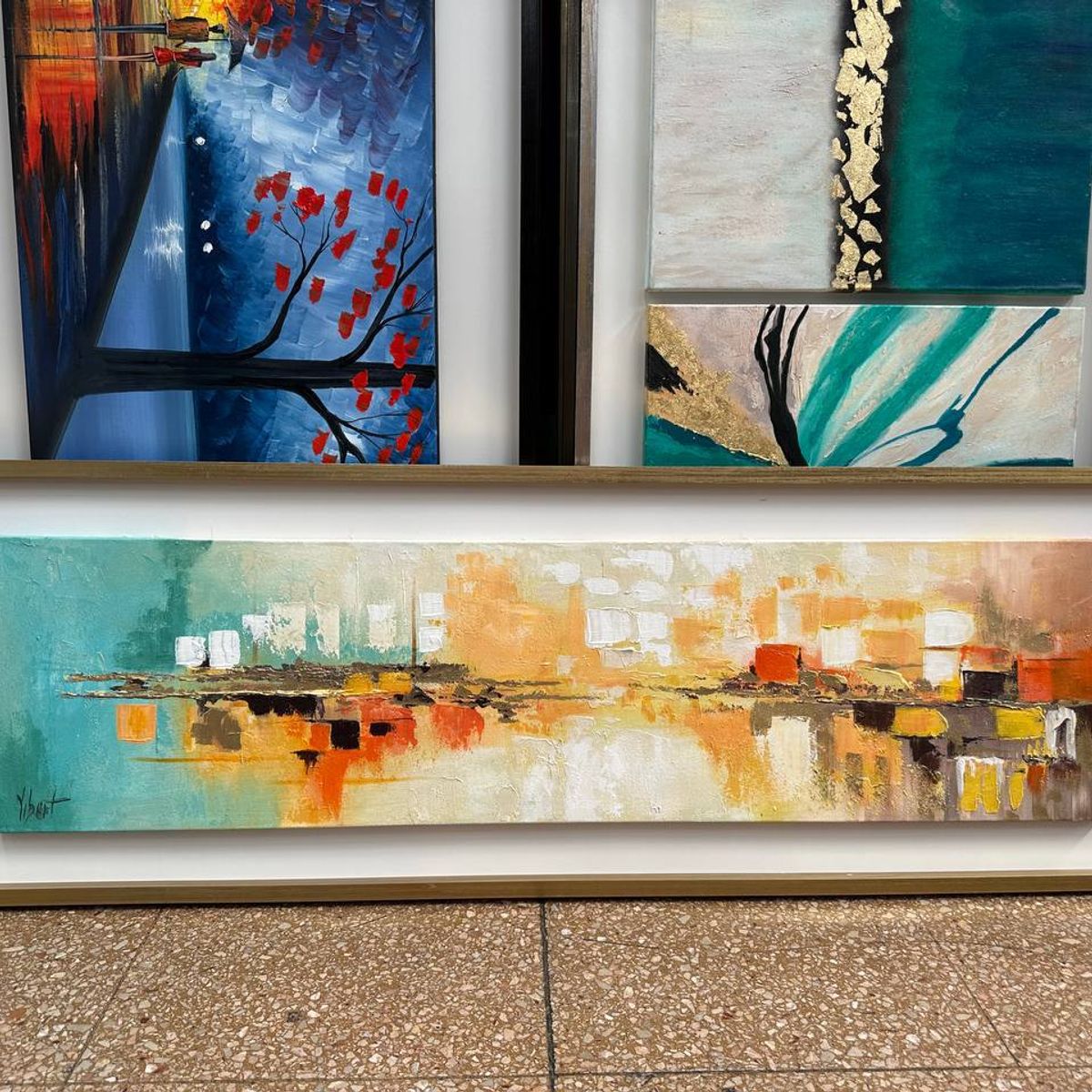 DEKAM DISEÑO - CUADRO DORMITORIO ABSTRACTO ENMARCADO GENOVA  146X50 CMS