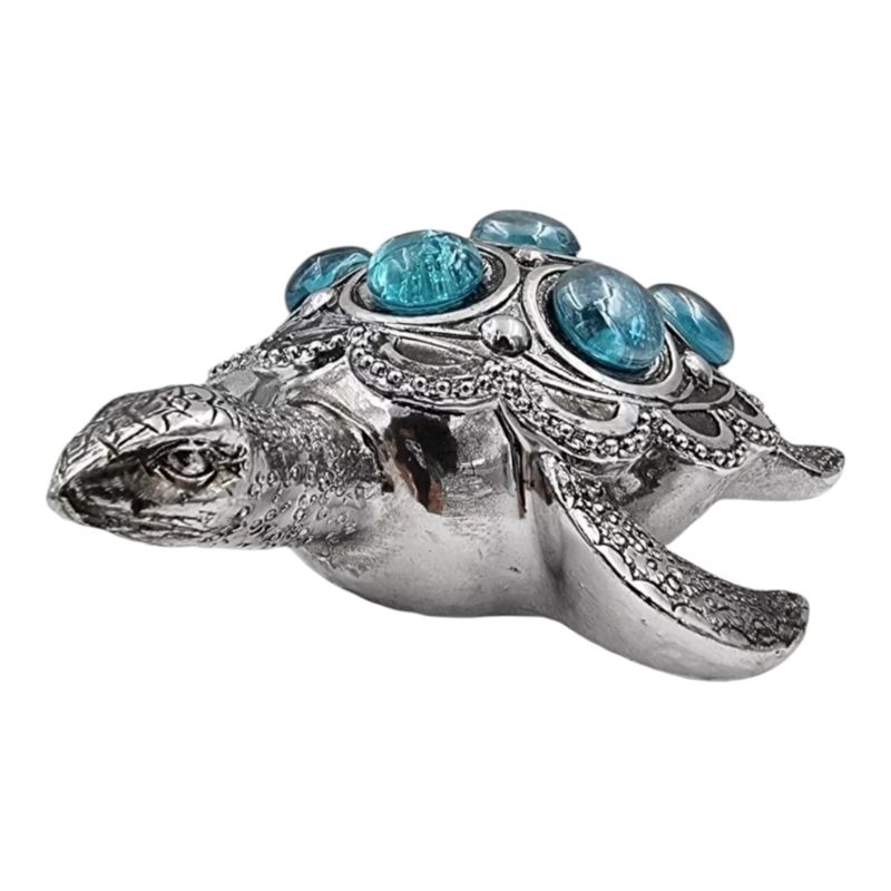 GENERICO - Tortuga Silver Con Gemas Figura Decorativa