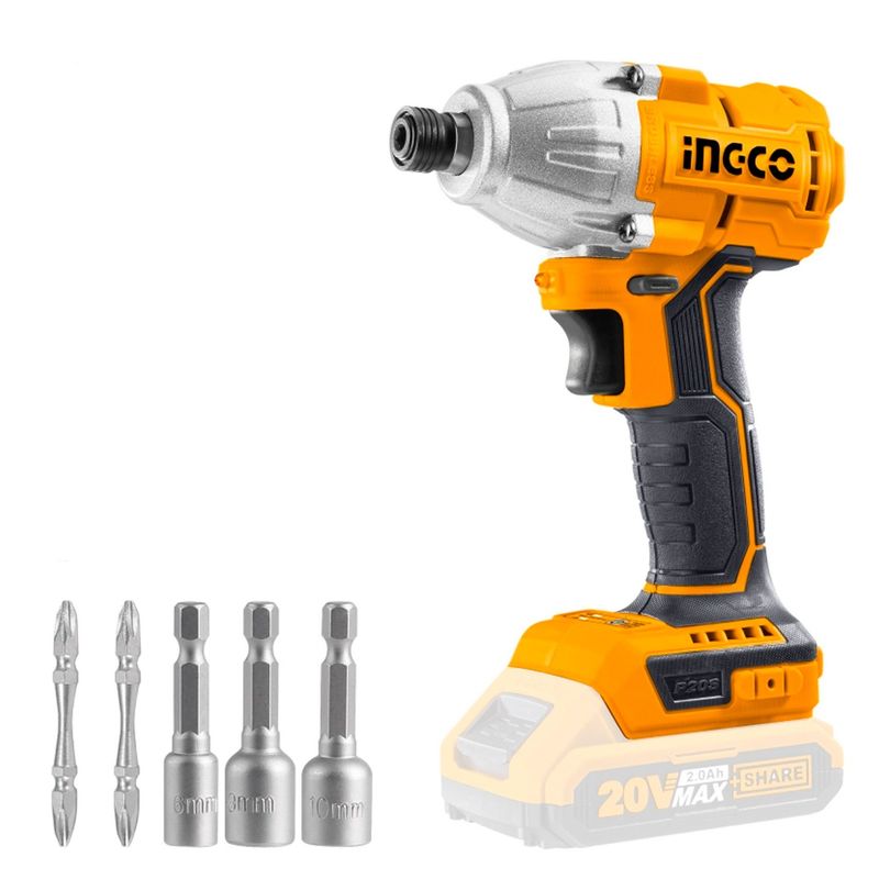 INGCO - Atornillador Taladro de Impacto 20V Inalámbrico Sin BateríaCargador.