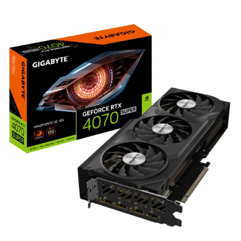 GIGABYTE - Tarjeta de Video - Gigabyte GeForce RTX 4070 SUPER WINDFORCE OC 12G