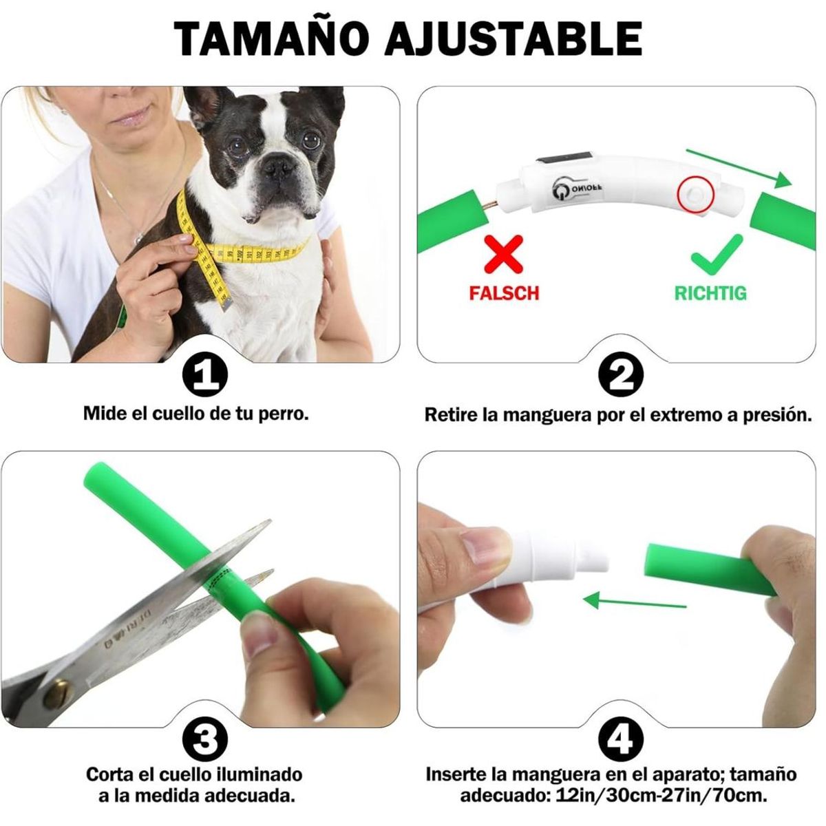 GENERICO - Collar Para Perro Luminoso Luz Led - Naranja - Talla S 26cm