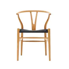 SERCOMKP - Silla Wishbone Natural Asiento Negro
