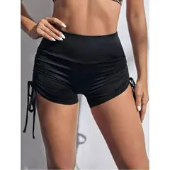 LIKE SHOP - Calza Corta Deportiva Tipo Short Tiro Alto Levanta Cola Lycra 010