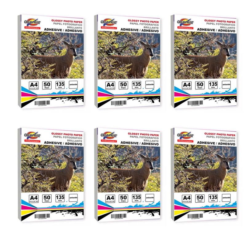CREA PRINT - Papel Fotografico Adhesivo 300 Hojas A4 Alta Resolucion