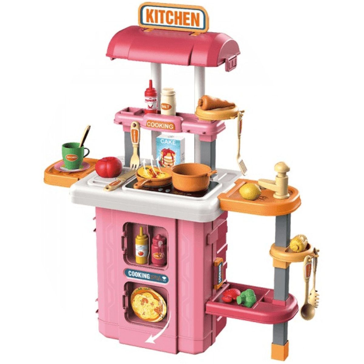 GENERICO - Juguete Set Maleta Cocina 49 Piezas 3 En 1 Rosado Infantil