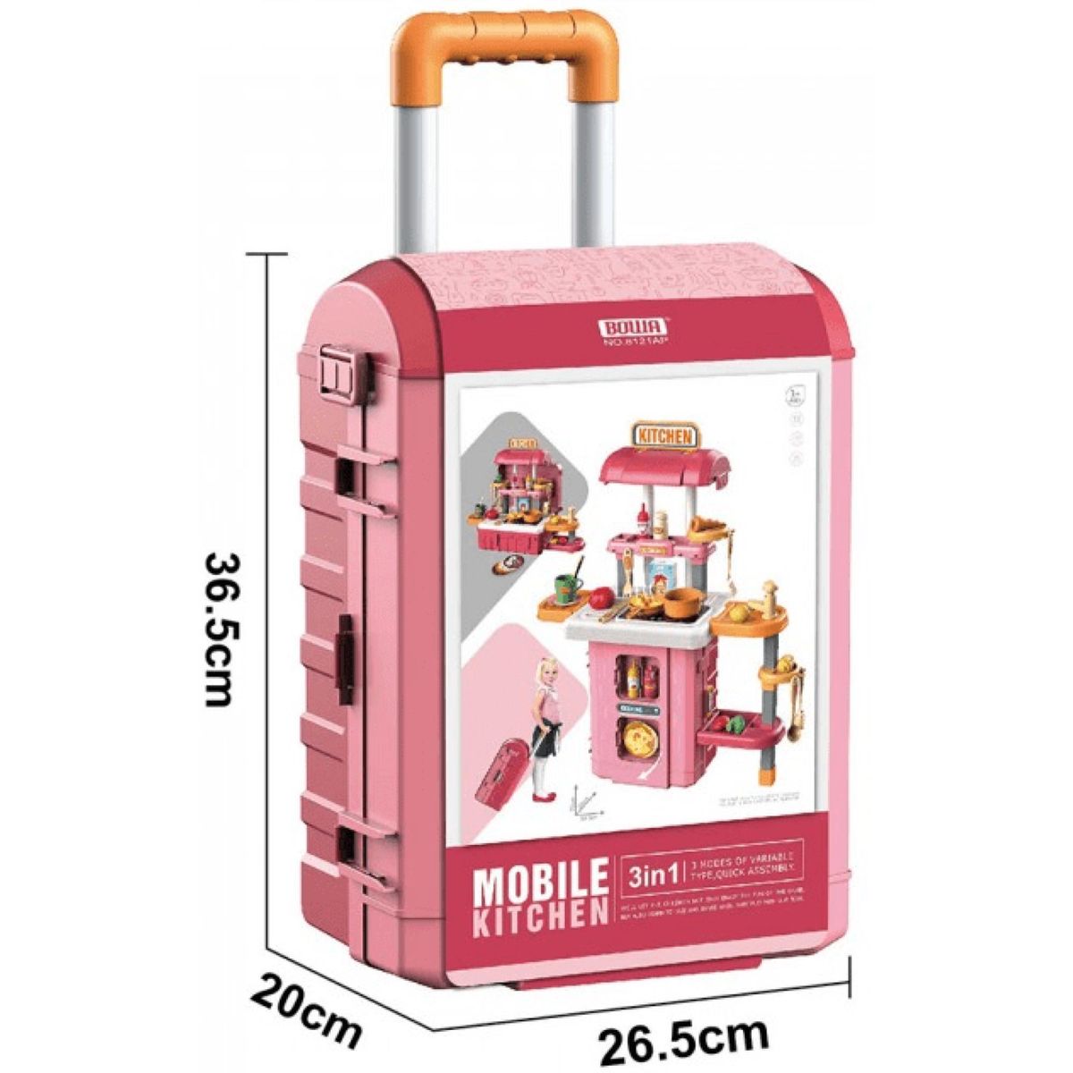 GENERICO - Juguete Set Maleta Cocina 49 Piezas 3 En 1 Rosado Infantil