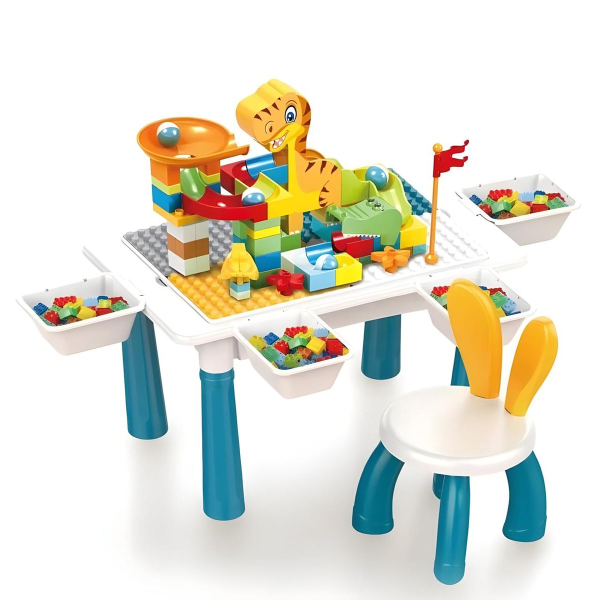 GENERICO - Mesa Para Legos Incluye Mesa 1 Silla Y Legos 104 Pz Blocks