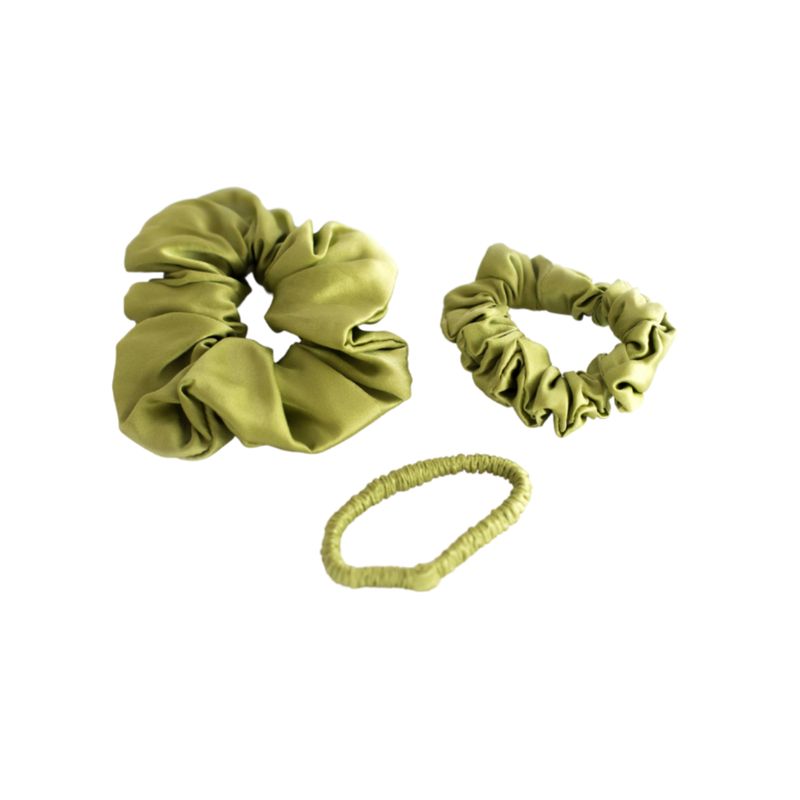 MARINA COLORINA - Set 3 Scrunchies Collet Verde Pistacho de Seda Marina Colorina