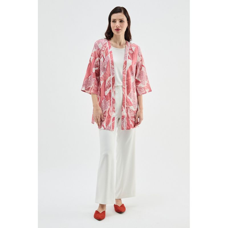 MA GRIFFE - Tapado Tipo Kimono Estampado Crudo Magriffe
