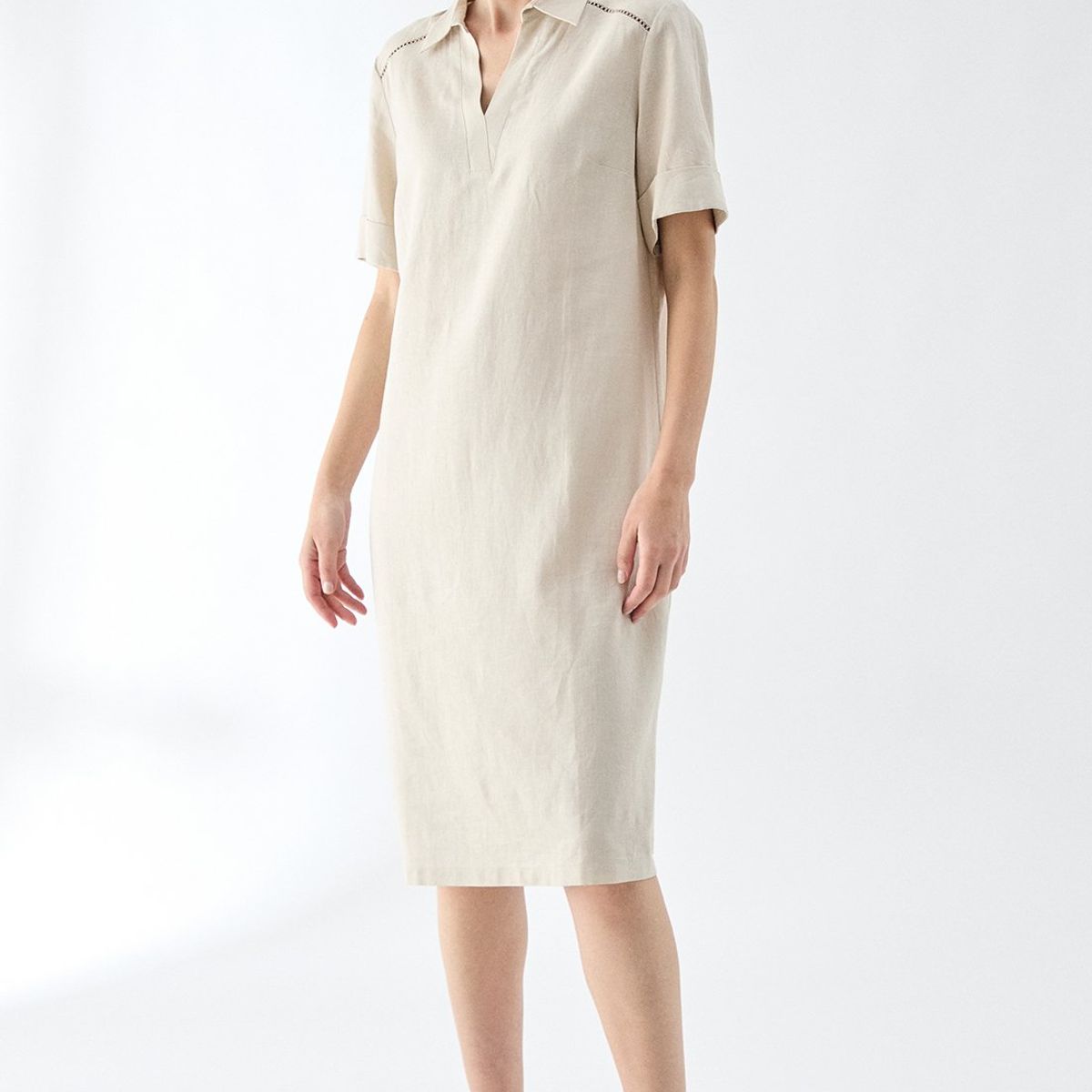 MA GRIFFE - Vestido Largo Beige Mujer Magriffe