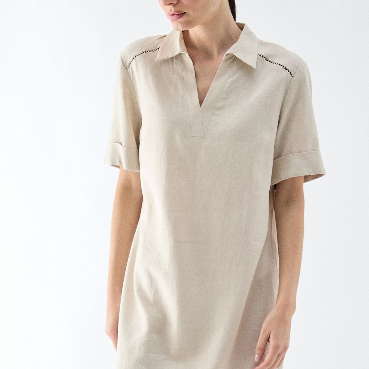 MA GRIFFE - Vestido Largo Beige Mujer Magriffe