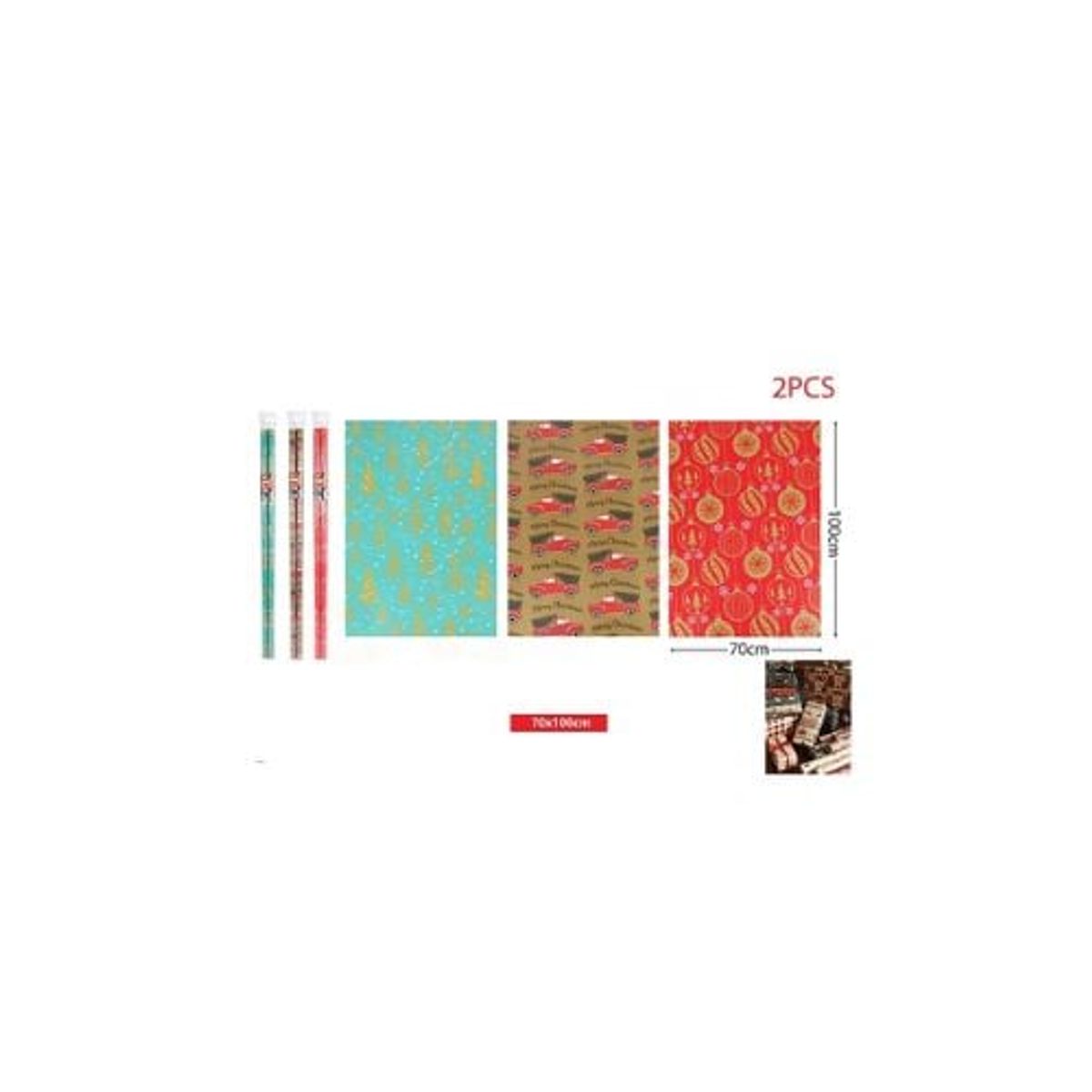 GENERICO - Papel De Regalo Merry Christmas 70 100 Cm 2 Pcs