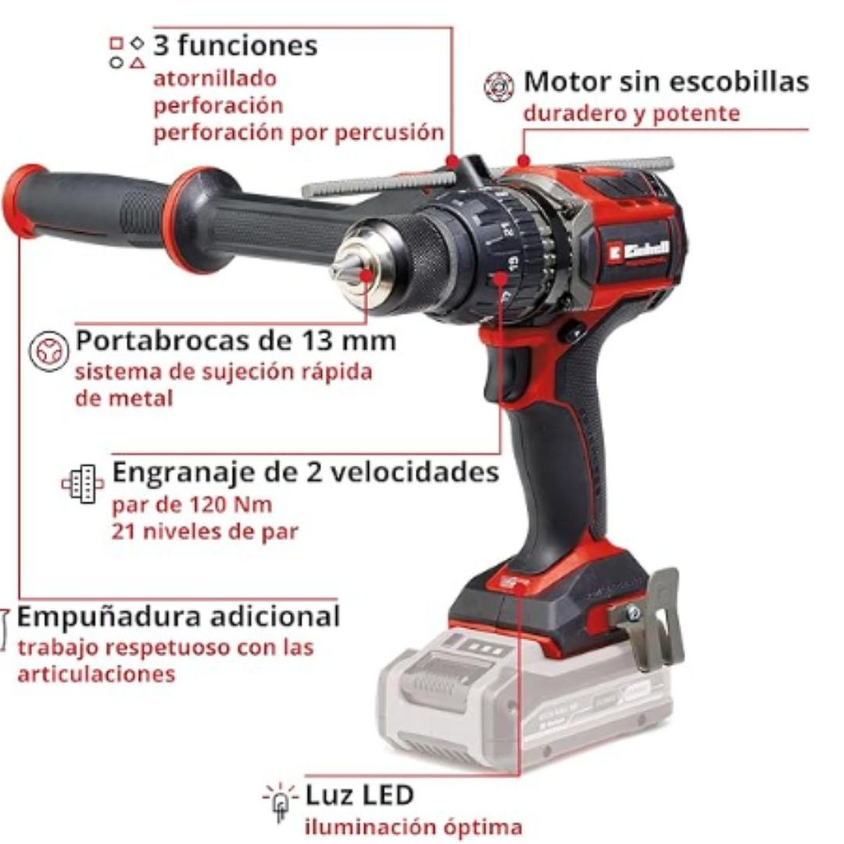 EINHELL - Taladro Perc Inal Einhell Tp-cd 18/120 Bl - 120 Nm Sin Bat
